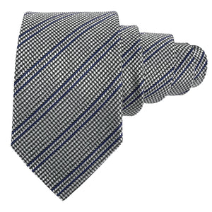 GASSANI 2-SET Krawattenset, Houndstooth Krawatte 8cm Schmal Hahnentritt-Muster Gestreift, Silber-Grau Schwarz Stahl-Blau Extra Lange Jacquard Herren-Krawatte,  Einstecktuch