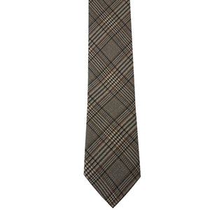 GASSANI 6cm Schmale Beige Vintage Woll-Krawatte, Herren-Krawatte Schlips Binder Wolle Kariert
