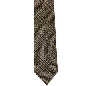 GASSANI 6cm Schmale Beige-Braune Vintage Wollkrawatte, Herren-Krawatte Schlips Binder Wolle Kariert