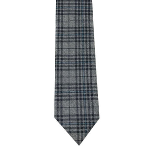 GASSANI 6cm Schmale Graue Vintage Woll-Krawatte, Herren-Krawatte Schlips Binder Wolle Kariert