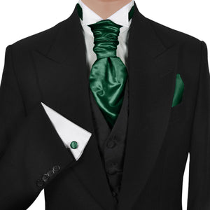 GASSANI 3-SET Satin Plastron Krawattenset, Moos-Grüne Breite Hochzeitskrawatte, Krawattenschal und Einstecktuch