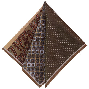 GASSANI Krawatten-Set, 6cm Schmale Gerade Braune Strick-Krawatte, Einstecktuch Bunt 4 Designs