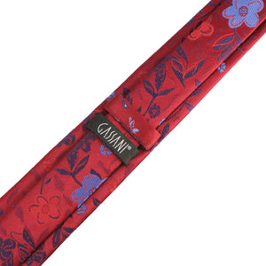 GASSANI 2-SET Krawattenset, Schmale Bordeaux-Rote Extra Lange Herren-Krawatte Geblümt, 6cm Dünne Jacquard Hochzeitskrawatte Einstecktuch
