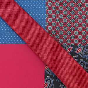 GASSANI Krawatten-Set Pink, 6cm Breite Schmale Herren-Krawatte Lang, Einstecktuch Bunt 4 Designs