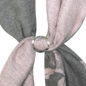 GASSANI Damen-Schal Rot Hellgrau-Rosa Schalring, Wollschal Weich und Warm, Blumen-Muster Vintage Geblümt Tuchring
