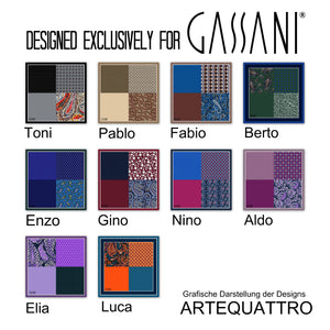GASSANI Krawatten-Set, 6cm Schmale Gerade Royal-Blaue Strick-Krawatte, Einstecktuch Bunt 4 Designs