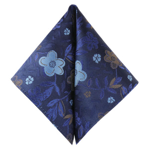 GASSANI 2-SET Krawattenset, Schmale Blaue Extra Lange Herren-Krawatte Geblümt, 6cm Dünne Jacquard Hochzeitskrawatte Einstecktuch