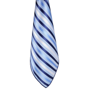 GASSANI 2-SET Streifen Krawattenset Gestreift, 6cm Dünne Schmale Blau Weiß Gestreifte Jacquard Herren-Krawatte,  Einstecktuch