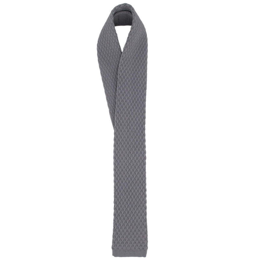 GASSANI 6cm úzká světle šedá pánská pletená kravata, vlněná kravata, rovný střih