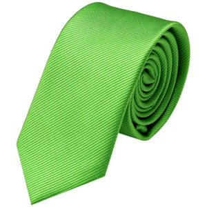 GASSANI 6cm Schmale Grüne Gestreifte Uni Rips Herren-Krawatte, Schlips Binder In Geschenk-Box Dose Blech-Spardose