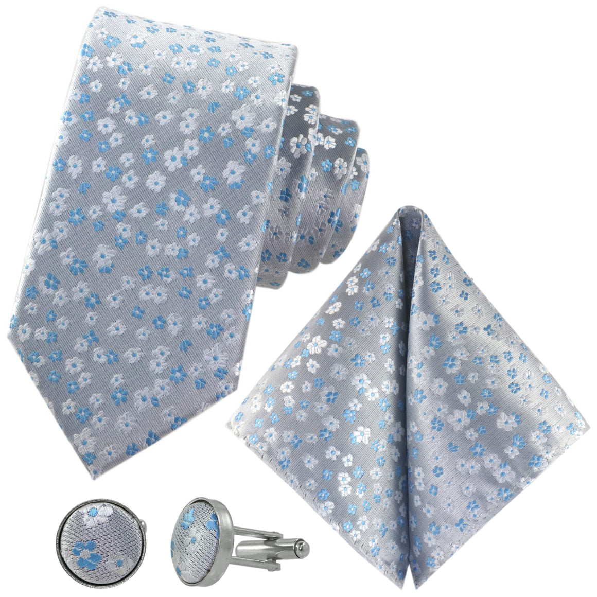 Sada kravat GASSANI 3-SET, šíře 8 cm, dlouhá, světle modrá pánská kravata, úzká svatební kravata