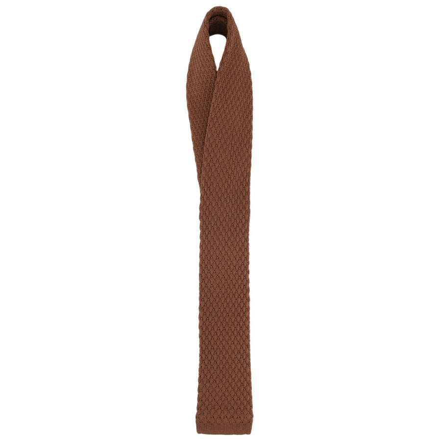GASSANI Strickkrawatte Set, 6cm Schmale Gerade Braune Strick-Krawatte, Einstecktuch Bunt 4 Designs