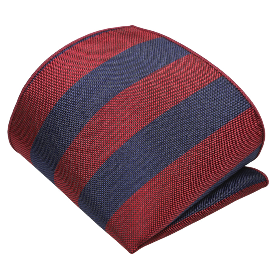 GASSANI 2-SET Streifen Krawatte College Style, 6cm Dünne Schmale Blau Rot Gestreifte Jacquard Herren-Krawatte,  Einstecktuch