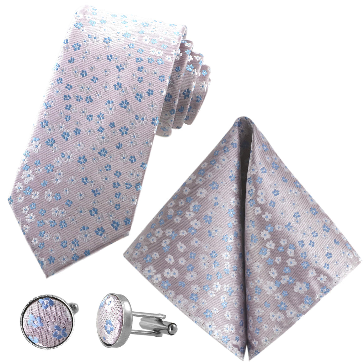Sada kravat GASSANI 3-SET, šíře 8 cm.Dlouhá starorůžová pánská kravata, úzká svatební kravata
