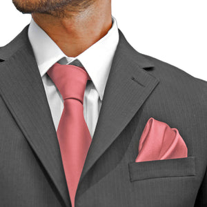 GASSANI 3-SET Krawattenset, 8cm Breite Lange Herren-Krawatte Rosa-farben, Hochzeitskrawatte Schmal