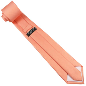 GASSANI 3-SET Apricot Hochzeitskrawatte, Krawattenset 8cm Breite Lange Herren-Krawatte Einstecktuch Manschettenknöpfe