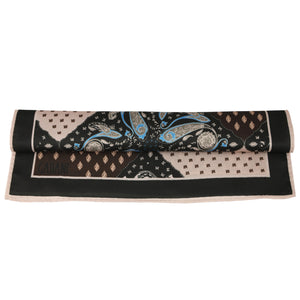GASSANI Woll-Krawatten-Set, 6cm Schmale Gerade Schwarze Strick-Krawatte, Einstecktuch Paisley Beige Braun Bunt 4 Designs