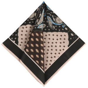 GASSANI Krawatten-Set, 6cm Schmale Gerade Braune Strick-Krawatte, Einstecktuch Paisley Bunt 4 Designs
