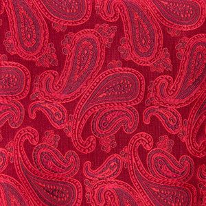 GASSANI 3-SET Krawattenset, Hell-Rote Schmale Herren-Krawatte Paisley, 7cm Dünne Jacquard Hochzeitskrawatte Einstecktuch Manschettenknöpfe