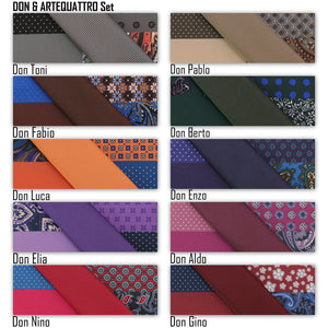GASSANI Krawatten-Set, 6cm Breite Schmale Braune Herren-Krawatte Lang, Einstecktuch Bunt 4 Designs
