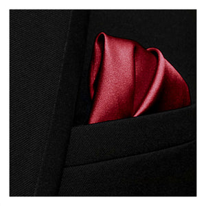 GASSANI 3-SET Satin Krawattenset, 8cm Schmale Wein-Rote Herren-Krawatte Einstecktuch, Hochzeitskrawatte