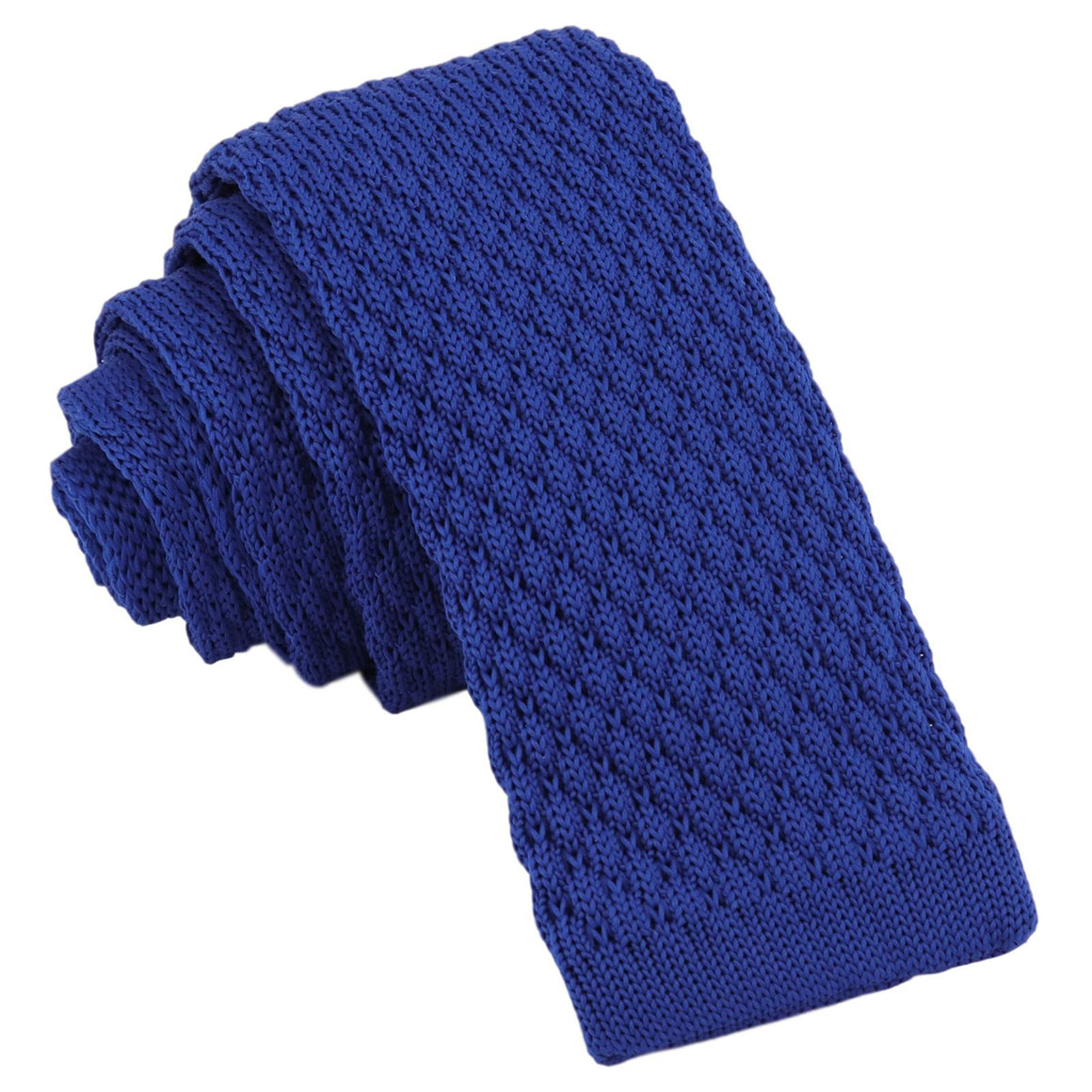 GASSANI 6cm úzká královská modrá pánská pletená kravata, vlněná kravata rovného střihu