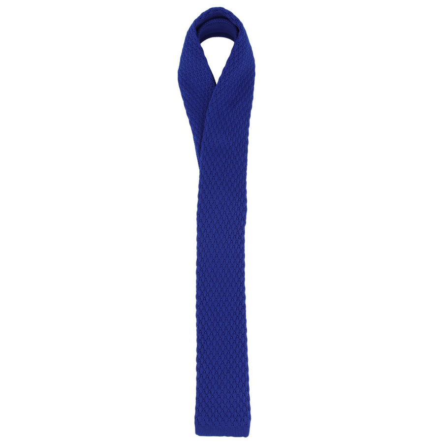 GASSANI 6cm Schmale Royal-Blaue Herren Strick-Krawatte, Wollkrawatte Gerade Geschnitten