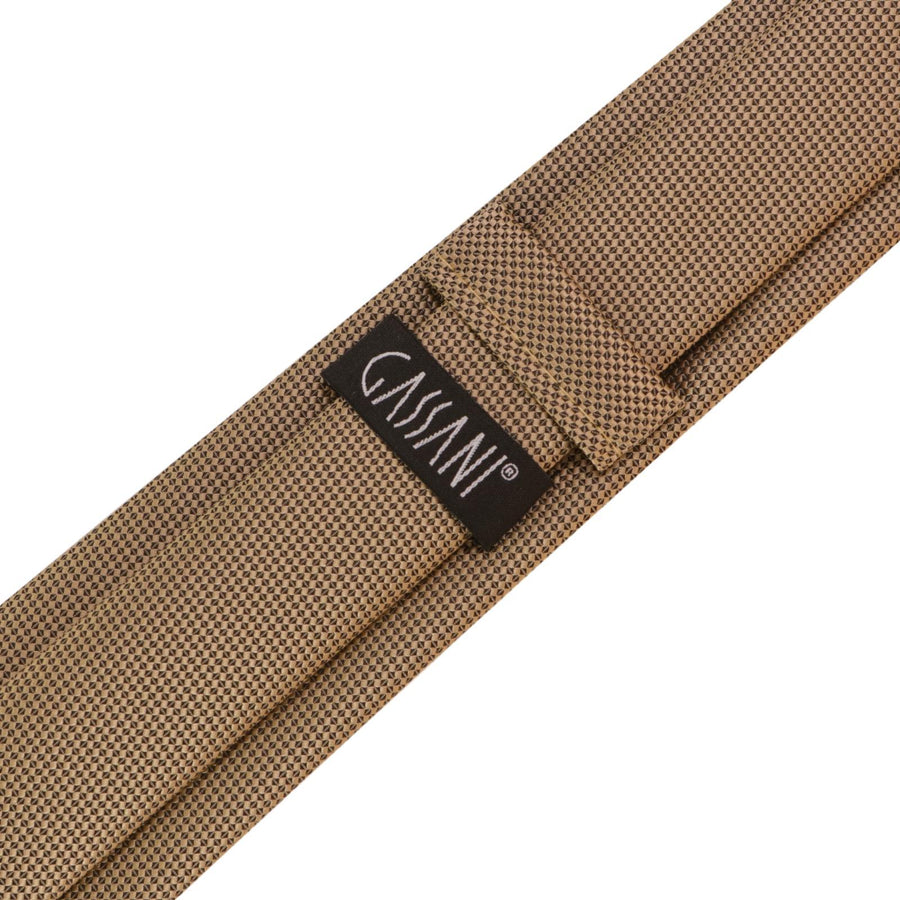 GASSANI 6cm Skinny Béžová kostkovaná pánská kravata s texturou vázanky Extra dlouhé