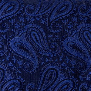 GASSANI 3-SET Schmale Stahlblaue Herren-Krawatte Paisley, 7cm Dünne Jacquard Hochzeitskrawatte Einstecktuch Manschettenknöpfe, Krawattenset Blau