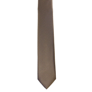 GASSANI 2-SET Krawattenset, 6cm Dünne Schmale Beige-Braune Extra Lange Jacquard Herren-Krawatte Kariert,  Einstecktuch