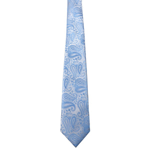 GASSANI 3-SET Set Cravatta, Cravatta da Uomo Slim Paisley Azzurro, Cravatta da Sposa Jacquard Skinny da 7 cm Gemelli con Fazzoletto da Taschino