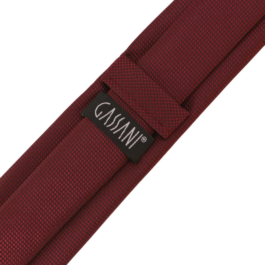 Pánská kravata GASSANI 6cm Skinny Wine Red kostkovaná texturovaná kravata Extra dlouhá