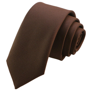 Pánská kravata GASSANI 6cm Skinny Brown kostkovaná texturovaná kravata Extra dlouhá