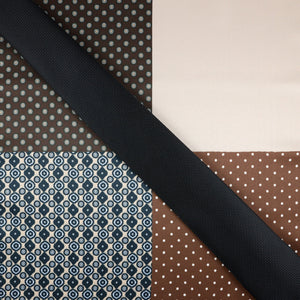 GASSANI Krawatten-Set, 6cm Schmale Schwarze Slim Herren-Krawatte Lang, Einstecktuch Beige Braun Punkte Rauten 4 Designs