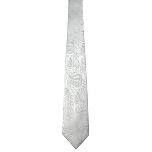 GASSANI 3-SET Kravata, stříbrnošedá Paisley Slim Pánská kravata, 7 cm Skinny Jacquard Svatební kravata Kapesní manžetové knoflíčky