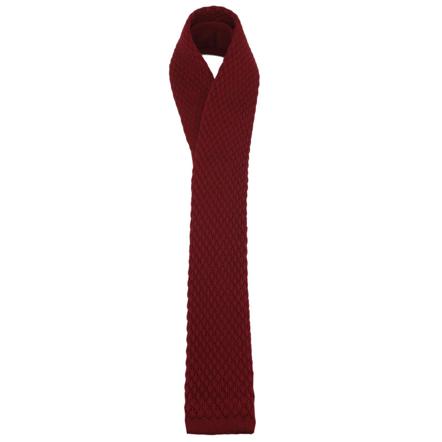 GASSANI 6cm úzká bordeaux-červená pánská pletená kravata, vlněná kravata, rovný střih