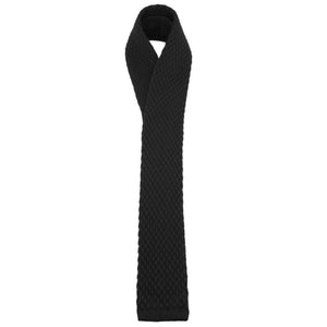 GASSANI Woll-Krawatte Set, 6cm Schmale Gerade Schwarze Strick-Krawatte, Einstecktuch Paisley Gemustert 4 Designs