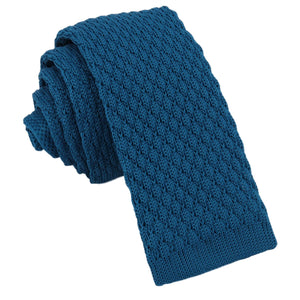 GASSANI 6cm úzká petrolejově modrá pánská pletená kravata, vlněná kravata, rovný střih