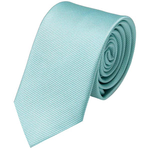 GASSANI 6cm Schmale Tuerkis-Blaue Gestreifte Uni Rips Herren-Krawatte, Schlips Binder In Geschenk-Box Dose Blech-Spardose