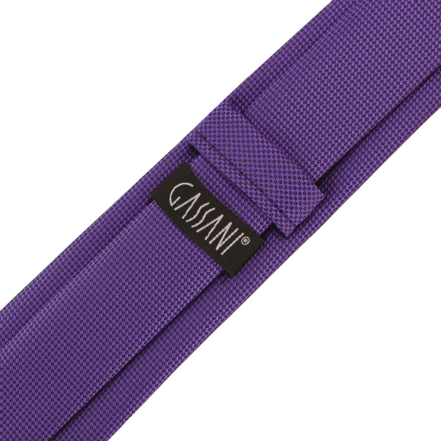 Pánská kravata GASSANI 6cm Skinny Purple Check kostkovaná texturovaná kravata Extra dlouhá