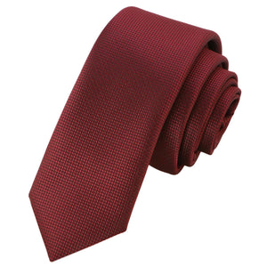 Pánská kravata GASSANI 6cm Skinny Wine Red kostkovaná texturovaná kravata Extra dlouhá