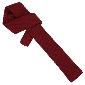 GASSANI Krawatten-Set, 6cm Schmale Gerade Wein-Rote Strick-Krawatte, Wollkrawatte & Einstecktuch Bunt 4 Designs