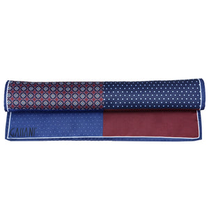 GASSANI Woll-Krawatte Set, 6cm Schmale Gerade Bordeaux-Rote Strick-Krawatte, Einstecktuch Punkte Blau Rot Bunt 4 Designs