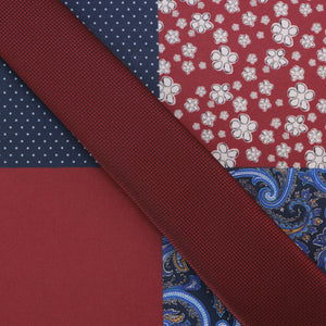 GASSANI Krawatten-Set, 6cm Breite Schmale Rote Herren-Krawatte Lang, Einstecktuch Bunt 4 Designs